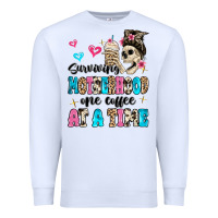White surviving motherhood one coffee at a time Premium Sweatshirt - MaliasSmallBusiness