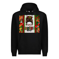 Black Christmas merry mama messy bun Premium Hoodie - Jasminsmagicworld