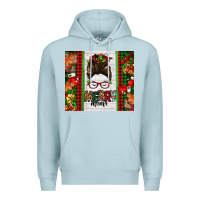 Blue Mist Christmas merry mama messy bun Premium Hoodie - Jasminsmagicworld