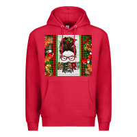 Cardinal Christmas merry mama messy bun Premium Hoodie - Jasminsmagicworld