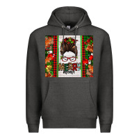 Charcoal Heather Christmas merry mama messy bun Premium Hoodie - Jasminsmagicworld
