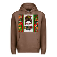 Chestnut Christmas merry mama messy bun Premium Hoodie - Jasminsmagicworld