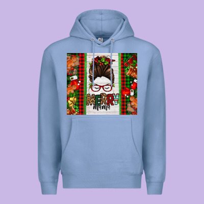Christmas Merry Mama Messy Bun Premium Hoodie Designed By Jasminsmagicworld