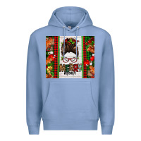 Colony Blue Christmas merry mama messy bun Premium Hoodie - Jasminsmagicworld