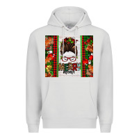 Dove Grey Christmas merry mama messy bun Premium Hoodie - Jasminsmagicworld