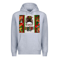 Heather Grey Christmas merry mama messy bun Premium Hoodie - Jasminsmagicworld