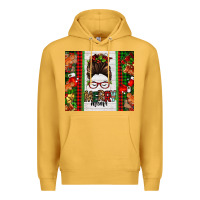 Mustard Christmas merry mama messy bun Premium Hoodie - Jasminsmagicworld
