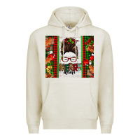 Oatmeal Heather Christmas merry mama messy bun Premium Hoodie - Jasminsmagicworld