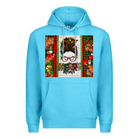 Ocean Blue Christmas merry mama messy bun Premium Hoodie - Jasminsmagicworld