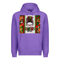 Purple Christmas merry mama messy bun Premium Hoodie - Jasminsmagicworld