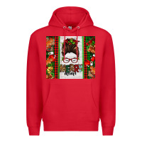 Red Christmas merry mama messy bun Premium Hoodie - Jasminsmagicworld