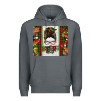 Rock Christmas merry mama messy bun Premium Hoodie - Jasminsmagicworld