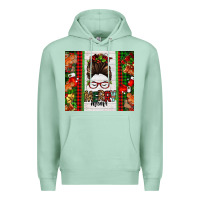 Seafoam Christmas merry mama messy bun Premium Hoodie - Jasminsmagicworld