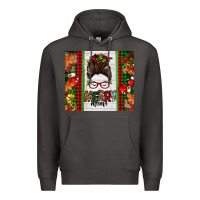Smoke Christmas merry mama messy bun Premium Hoodie - Jasminsmagicworld