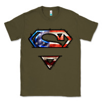 Army Green super american flag logo Classic Tee - LillyAllenDesigns