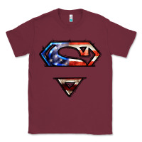 Burgundy super american flag logo Classic Tee - LillyAllenDesigns