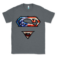 Charcoal Heather super american flag logo Classic Tee - LillyAllenDesigns
