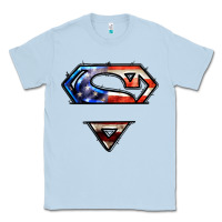 Dusty Blue super american flag logo Classic Tee - LillyAllenDesigns