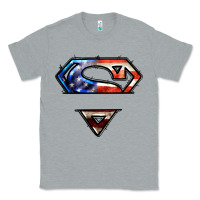 Heather Grey super american flag logo Classic Tee - LillyAllenDesigns
