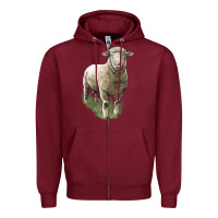Burgundy dorset sheep Zipper Hoodie - LillyAllenDesigns