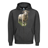 Charcoal Heather dorset sheep Zipper Hoodie - LillyAllenDesigns