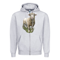 Heather Grey dorset sheep Zipper Hoodie - LillyAllenDesigns