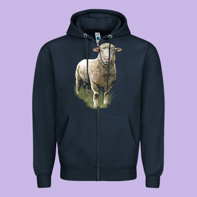Dorset Sheep Zipper Hoodie Designed By Lillyallendesigns