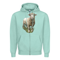 Seafoam dorset sheep Zipper Hoodie - LillyAllenDesigns