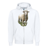 White dorset sheep Zipper Hoodie - LillyAllenDesigns