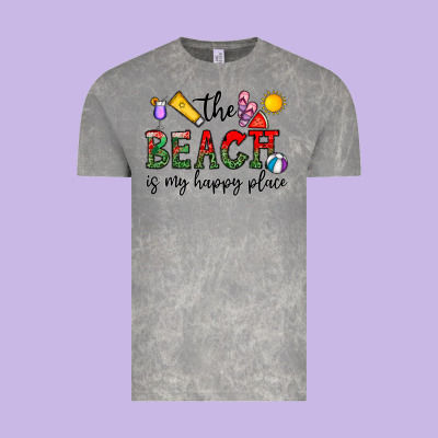 The Beach Is My Happy Place Vintage Tee Designed By Cowhidedigitalart