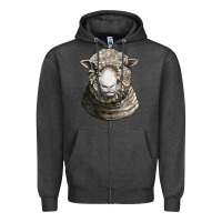 Charcoal Heather dorset sheep head Zipper Hoodie - LillyAllenDesigns