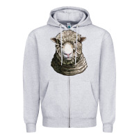Heather Grey dorset sheep head Zipper Hoodie - LillyAllenDesigns