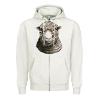 Oatmeal Heather dorset sheep head Zipper Hoodie - LillyAllenDesigns