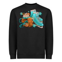 Black Winter Ice Skating Boots And Coffee Heavyweight Sweatshirt - FaDigitalArtStudio
