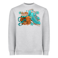 Heather Grey Winter Ice Skating Boots And Coffee Heavyweight Sweatshirt - FaDigitalArtStudio