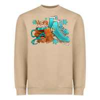 Mushroom Winter Ice Skating Boots And Coffee Heavyweight Sweatshirt - FaDigitalArtStudio