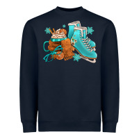 Navy Winter Ice Skating Boots And Coffee Heavyweight Sweatshirt - FaDigitalArtStudio