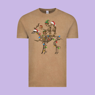 Christmas Deer And Skeletons Vintage Tee Designed By Fadigitalartstudio