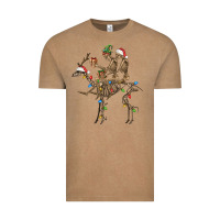 Vintage Coffee Christmas deer and skeletons Vintage Tee - FaDigitalArtStudio