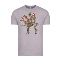 Vintage Zinc Christmas deer and skeletons Vintage Tee - FaDigitalArtStudio