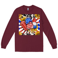Burgundy patriotic popsicles and sunflowers Long Sleeve Tee - BundleAndBundleShop