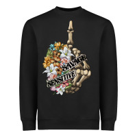 Black sensitive savage skeleton middle finger Heavyweight Sweatshirt - FaDigitalArtStudio