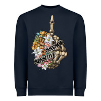 Navy sensitive savage skeleton middle finger Heavyweight Sweatshirt - FaDigitalArtStudio