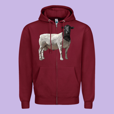 Dorper Sheep Zipper Hoodie Designed By Lillyallendesigns