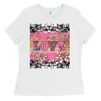 White v.d love and lotus tumbler Ladies Tee - AdoDesignShop