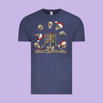 Christmas Human Skeleton And Skulls Vintage Tee Designed By Fadigitalartstudio