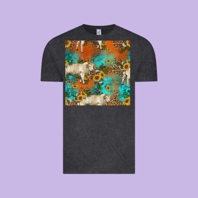 Western Charolais Cow Seamless Pattern Vintage Tee Designed By Hra Design Shop