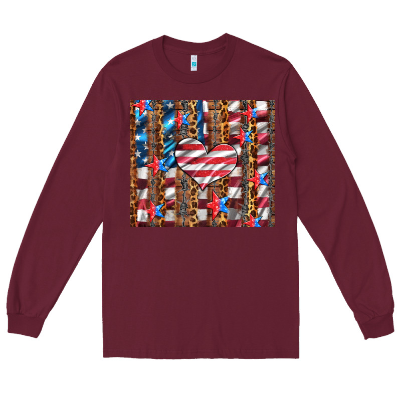 Western Usa Flag Heart And Stars Tumbler Long Sleeve Tee by Artiststas | Teevron