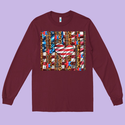 Western Usa Flag Heart And Stars Tumbler Long Sleeve Tee Designed By Artiststas