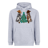 Heather Grey cowhide with gemstones trees Heavyweight Hoodie - MaliasSmallBusiness